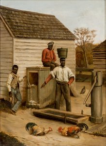 Combat de coqs dans la cour, 1860 - Benjamin J. Severance