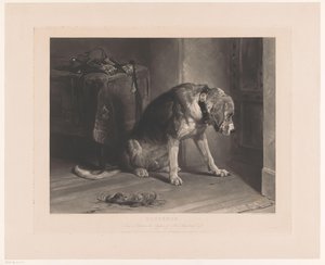 Hond wacht bij een deur - Benjamin Phelps Gibbon