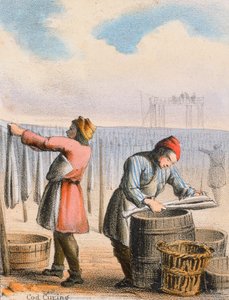 Séchage de la morue, vers 1845