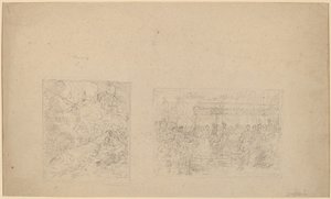 Étude de Moïse frappant le rocher et une procession (verso) - Benjamin West