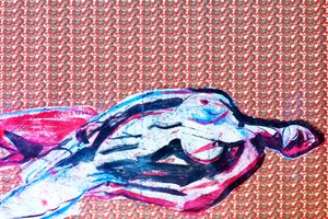 Surportrait japonais 2, 2020 (acrylique sur papier japonais sérigraphié)
