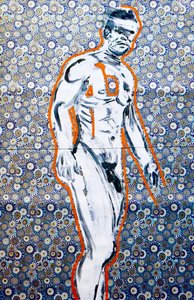 Masculin japonais 4, 2020 (acrylique sur papier japonais sérigraphié) - Benoit Erwann Boucherot