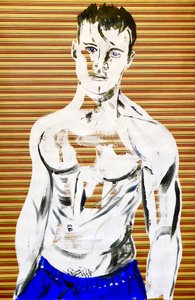 Masculin japonais 7, 2020 (acrylique sur papier japonais sérigraphié)