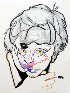 Surportrait : Françoise Sagan 2, 2019 (acrylic on paper)
