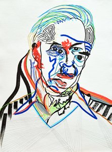 Surportrait : Hans J. Wegner, 2022 (acrylique sur papier)