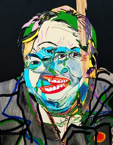 Surportrait : Joséphine Bacon 2, 2021 (huile et acrylique sur panneau de bois)