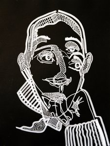 Surportrait : Joyce Carol Oates, 2021 (acrylique sur papier) - Benoit Erwann Boucherot
