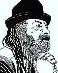 Surportrait : Rodney Saint-Éloi, 2021 (acrylic on paper) - Benoit Erwann Boucherot