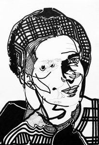 Surportrait : Simone de Beauvoir, 2019 (acrylic on paper) - Benoit Erwann Boucherot