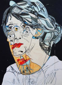 Surportrait : Virginia Woolf, 2021 (huile et acrylique sur panneau de bois)