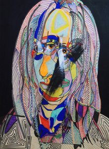 Surportrait : Virginie Despentes, 2021 (huile et acrylique sur panneau de bois)