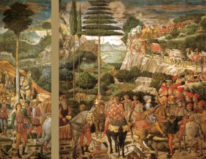 Italien : Le voyage des rois mages : le cortège de Melchior, le roi le plus âgé - Benozzo Gozzoli
