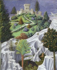 Paysage avec un Château, détail de la Procession des Rois Mages à Bethléem