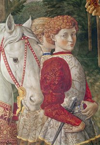 Deux serviteurs en livrée et la tête du cheval de Laurent le Magnifique, détail du cycle du Voyage des Mages dans la chapelle, vers 1460 (détail) - Benozzo di Lese di Sandro Gozzoli