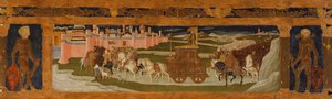 Panneau de prédelle : Triomphe de David (peinture sur bois) - Benvenuto di Giovanni