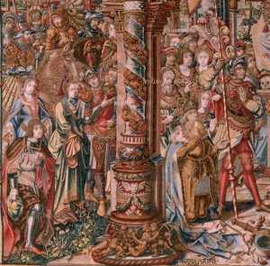 Tapisserie flamande. Série Les Honneurs. La Foi. Première tapisserie de la série. Modèle de la cour de Bernard van Orley et Jan Gossaert (Mabuse). Manufacture Pieter van Aelst, Bruxelles. Ca 1550 - Bernaert van (circle of) Orley