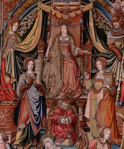 Tapisserie flamande. Série Les Honneurs. La Justice. Neuvième tapisserie de la série. Modèle de la cour de Bernard van Orley et Jan Gossaert (Mabuse). Manufacture Pieter van Aelst, Bruxelles. Ca 1550 - Bernaert van (circle of) Orley