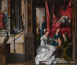La naissance et le baptême de Saint Jean-Baptiste - Bernard van Orley