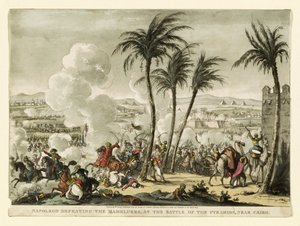 Napoléon défaisant les Mamelouks à la Bataille des Pyramides, près du Caire, gravé par George Cruikshank - Bernard Edouard Swebach