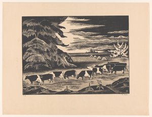 Vaches dans un paysage - Bernard Essers (signed by artist)