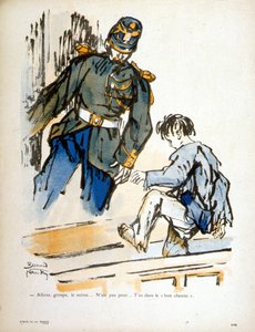 Enfant et gendarme - gravure - Bernard Naudin