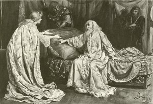 Mlle Ellen Terry en Cordelia, M. Henry Irving en Roi Lear - Bernard Partridge