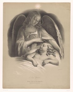 Ange gardien veillant sur un enfant endormi (Grote studies in twee soorten krijt, Grande étude aux deux crayons)