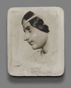 Pierre lithographique pour Tête de femme pour un livre modèle - Bernard Romain Julien