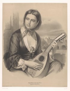 Femme jouant de la mandoline - Bernard Romain Julien