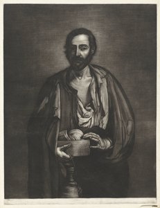 Philosophe mendiant avec bol en bois et bouteille de vin - Bernard Vaillant
