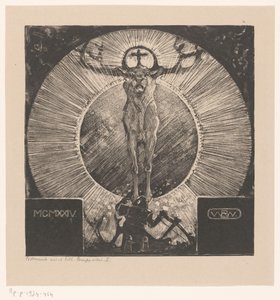 Figuur voor de verschijning van een hert (Visioen van St. Hubertus) - Bernard Willem Wierink (signed by artist)