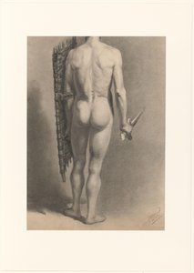 Homme nu avec épée et bouclier, vu de dos - Bernard Willem Wierink (signed by artist)