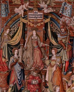 Tapisserie flamande. Série Les Honneurs. La Justice (La Justicia, Los Honores). Neuvième tapisserie de la série. Modèle Dessinateurs du cercle de Bernard van Orley et Jan Gossaert (Mabuse). Manufacture Pieter van Aelst, Bruxelles. Vers 1550. Tissu Or, arge - Bernard van Orley