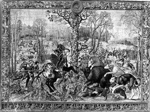 Les chasses de Maximilien, Capricorne : La chasse au sanglier, 1521-33 - Bernard van after Orley