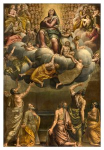 Abside, Retable par Bernardino Gatti dit Il Sojaro complété par Giovanni Battista Trotti dit IL Malosso, Assomption de la Vierge