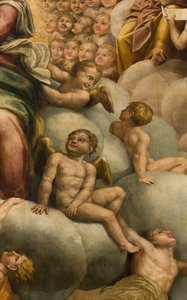Abside, Retable par Bernardino Gatti dit Il Sojaro complété par Giovanni Battista Trotti dit IL Malosso, Assomption de la Vierge