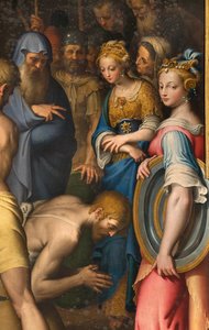 Chapelle de Notre-Dame du Peuple, Deuxième travée côté nord, Bernardino Campi, Décollation du Baptiste 1569, (détail)