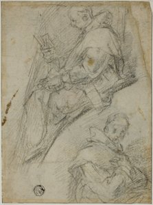 Deux études de Chartreux (recto); Trois esquisses de têtes de Chartreux (verso)
