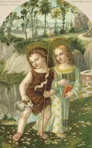 Jésus-Christ et Saint Jean-Baptiste (chromolithographie) - Bernardino di Betto (after) Pinturicchio