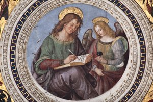 Saint Matthieu (détail) des Quatre Évangélistes (fresque) - Bernardino di Betto Pinturicchio