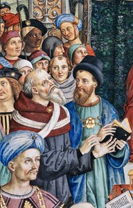Bibliothèque Piccolomini, mur sud-ouest : « Pie II préside la Diète de Mantoue, 1er juin » - Bernardino di Betto Pinturicchio