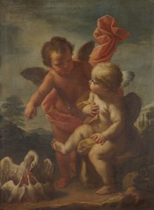 Cupidons avec des oies