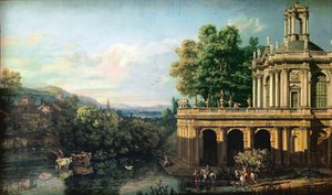 Caprice architectural avec un palais - Bernardo Bellotto