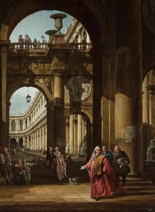 French : Fantaisie architecturale avec un noble vénitien Self-portrait as Venetian ambassador - Bernardo Bellotto