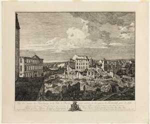 Les ruines de la banlieue de Pirnaischer avec le Palais Fürstenhof - Bernardo Bellotto