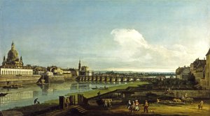 Vue de Dresde avec la Frauenkirche à gauche - Bernardo Bellotto