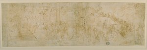 Salomon et la reine de Saba (recto) ; Esquisse de la reine de Saba (verso) - Bernardo Castello