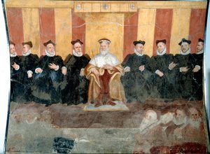 Le Doge de Gênes Giacomo Durazzo Grimaldi (vers 1503-1579) entouré de Sénateurs Fresque par Bernardo Castello (1557-1629) 16e siècle Gênes, Museo di Sant 