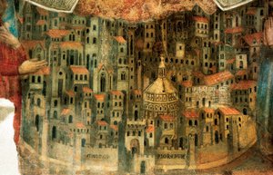 Vue de Florence, détail de "La Madonna della Misericordia", 1342 - Bernardo Daddi