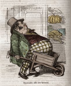 Obeite - Des Gourmands - effet déplorable des farineux - gravure dans « La Physiologie du goût » de Jean Anthelme Brillat-Savarin - Bertall